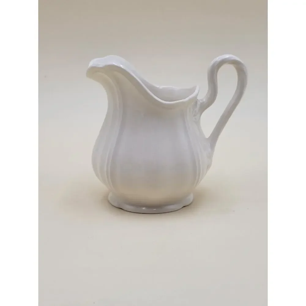 Wedgwood Queens Shape Creamer White Ceramic Scalloped Rim Vtg